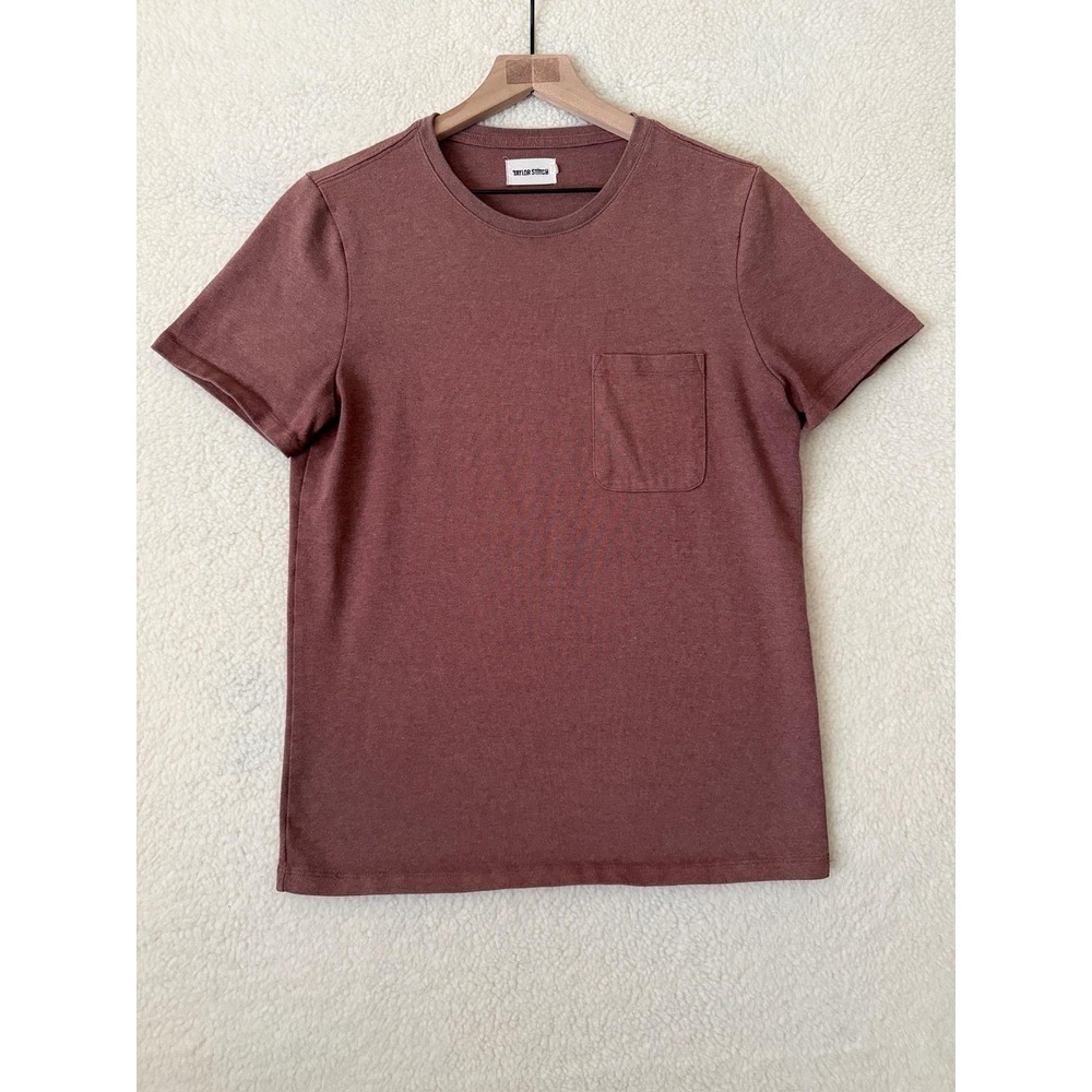 Taylor Stitch Shirt Mens 38 Red Recycled Cotton Pocket Crewneck Short Sleeve Tee
